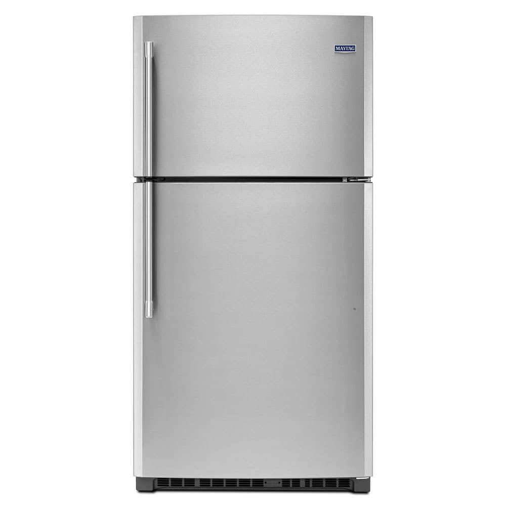 Maytag 21.2-cu ft Top-Freezer Refrigerator with Ice Maker ( Fingerprint Resistant Stainless Steel )
