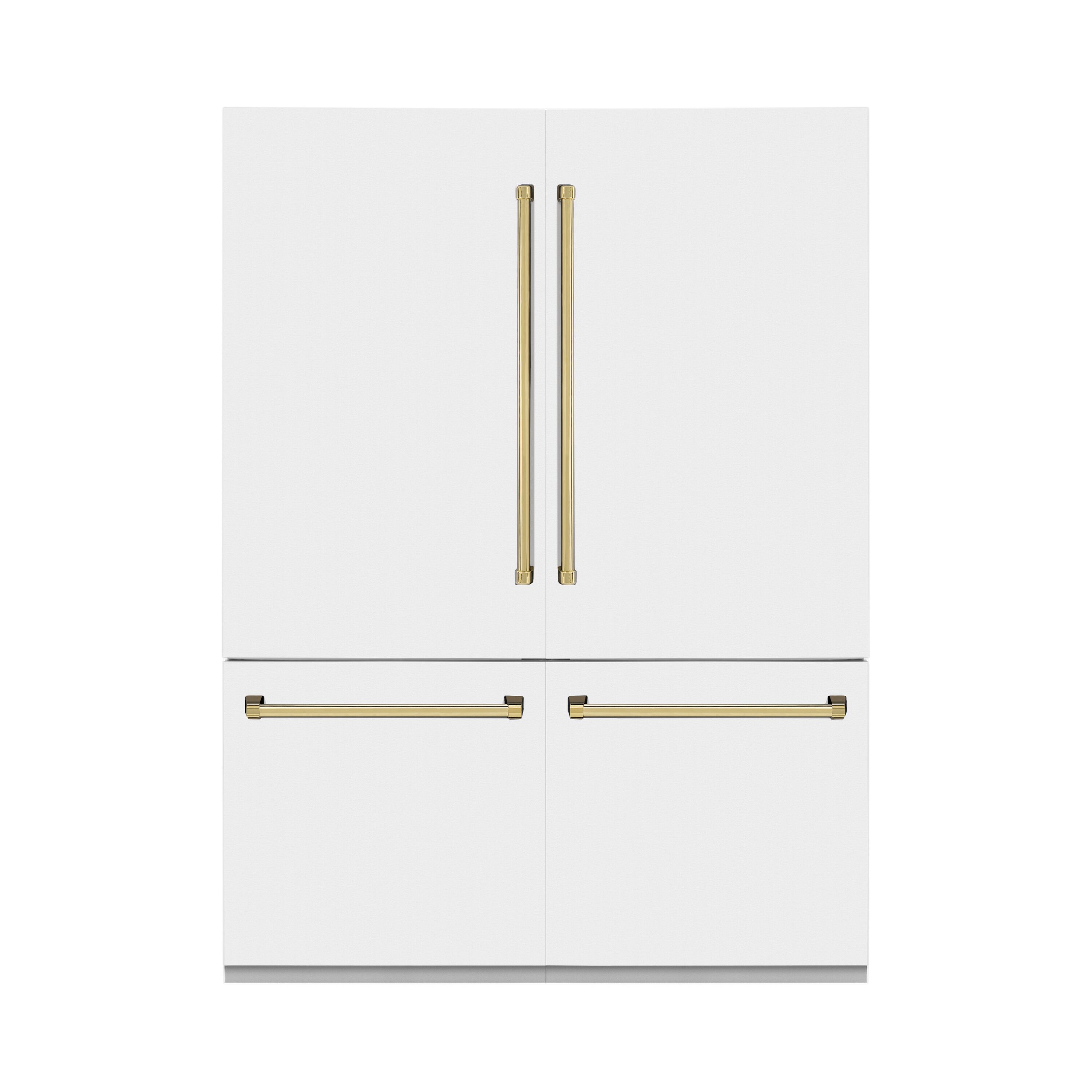 ZLINE KITCHEN & BATH Counter-Depth 32.2-cu ft 4 -Door Built-In French Door Refrigerator with Ice Maker with Water Dispenser ( Stainless Steel with White Matte Panels and Polished Gold Accent Handles ) ENERGY STAR Certified