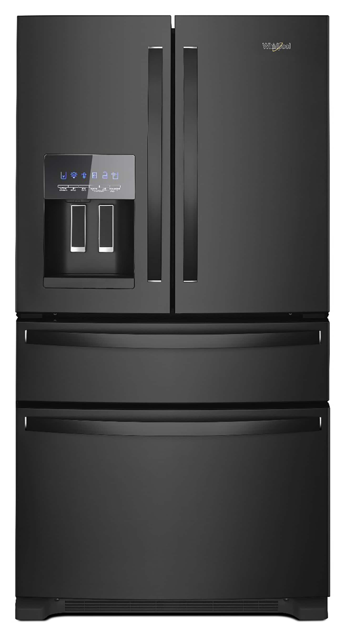 Whirlpool Standard-Depth 24.5-cu ft 4 -Door French Door Refrigerator with Ice Maker with Water and Ice Dispenser ( Black ) ENERGY STAR Certified
